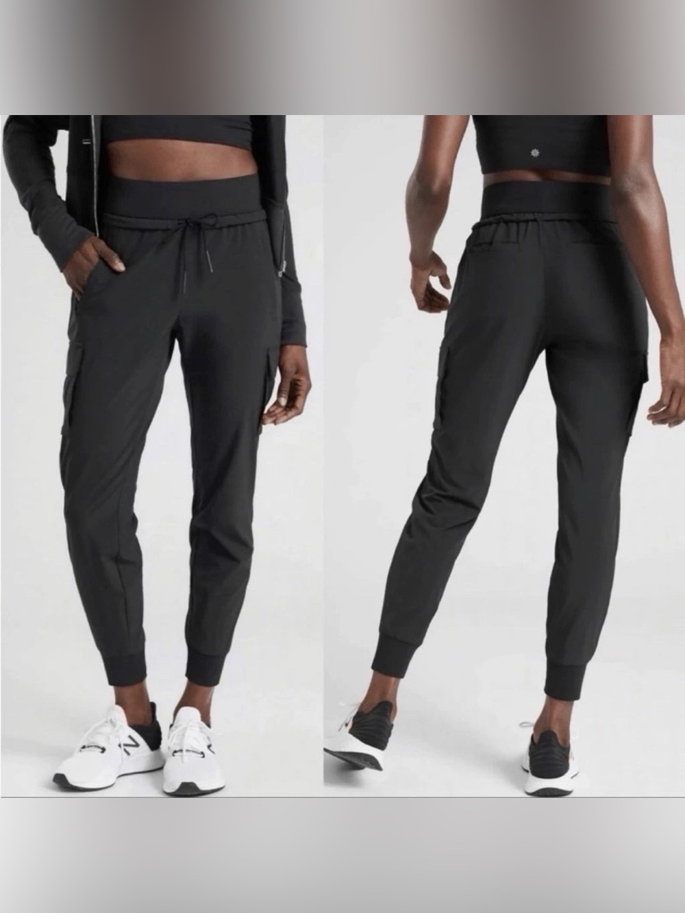 Athleta Sutton Cargo Jogger Pants size 4 Black High rise